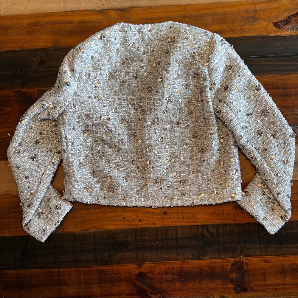Zara silver embellished jacket blazer small nwt - Picture 4 of 4